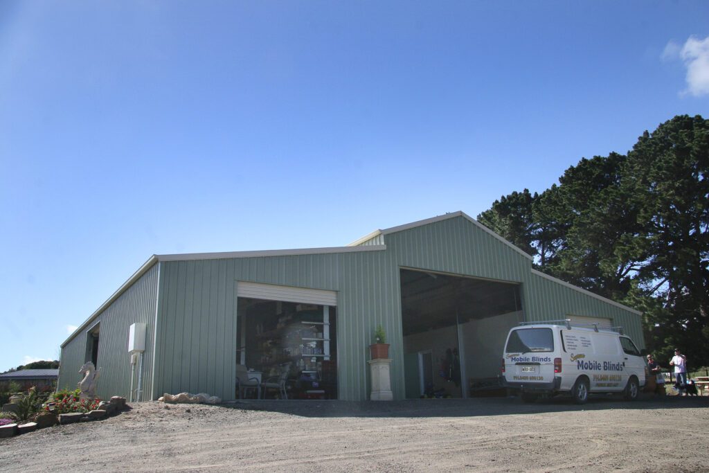 Green colorbond American barn shed project, barn 10 completed by Shedex Fleurieu SA, Fleurieu Peninsula SA